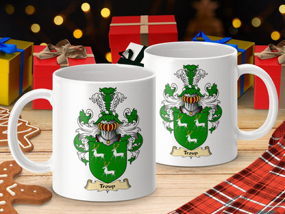 Physical Item 11oz / White Troup Clan Coat Of Arms Scottish Mug