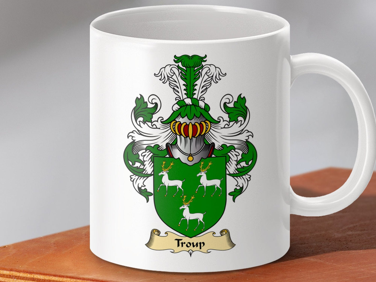 Physical Item 11oz / White Troup Clan Coat Of Arms Scottish Mug