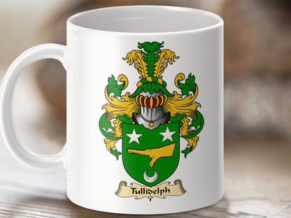 Physical Item 11oz / White Tullidelph Clan Coat Of Arms Scottish Mug