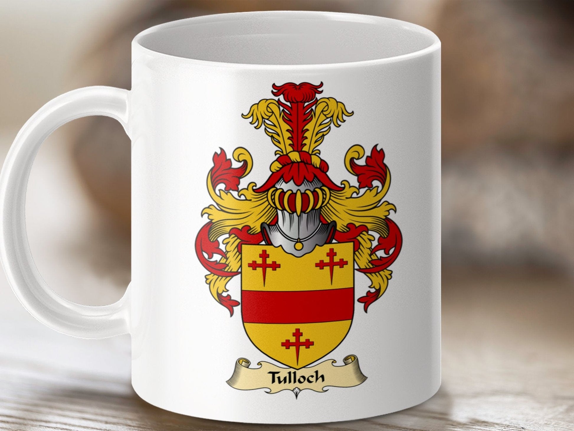 Physical Item 11oz / White Tulloch Clan Coat Of Arms Scottish Mug