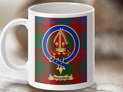 Physical Item 11oz / White Tulloch Clan Scottish Tartan Crest Mug