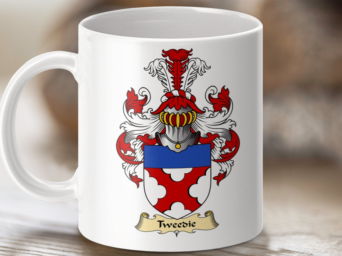 Physical Item 11oz / White Tweedie Clan Coat Of Arms Scottish Mug