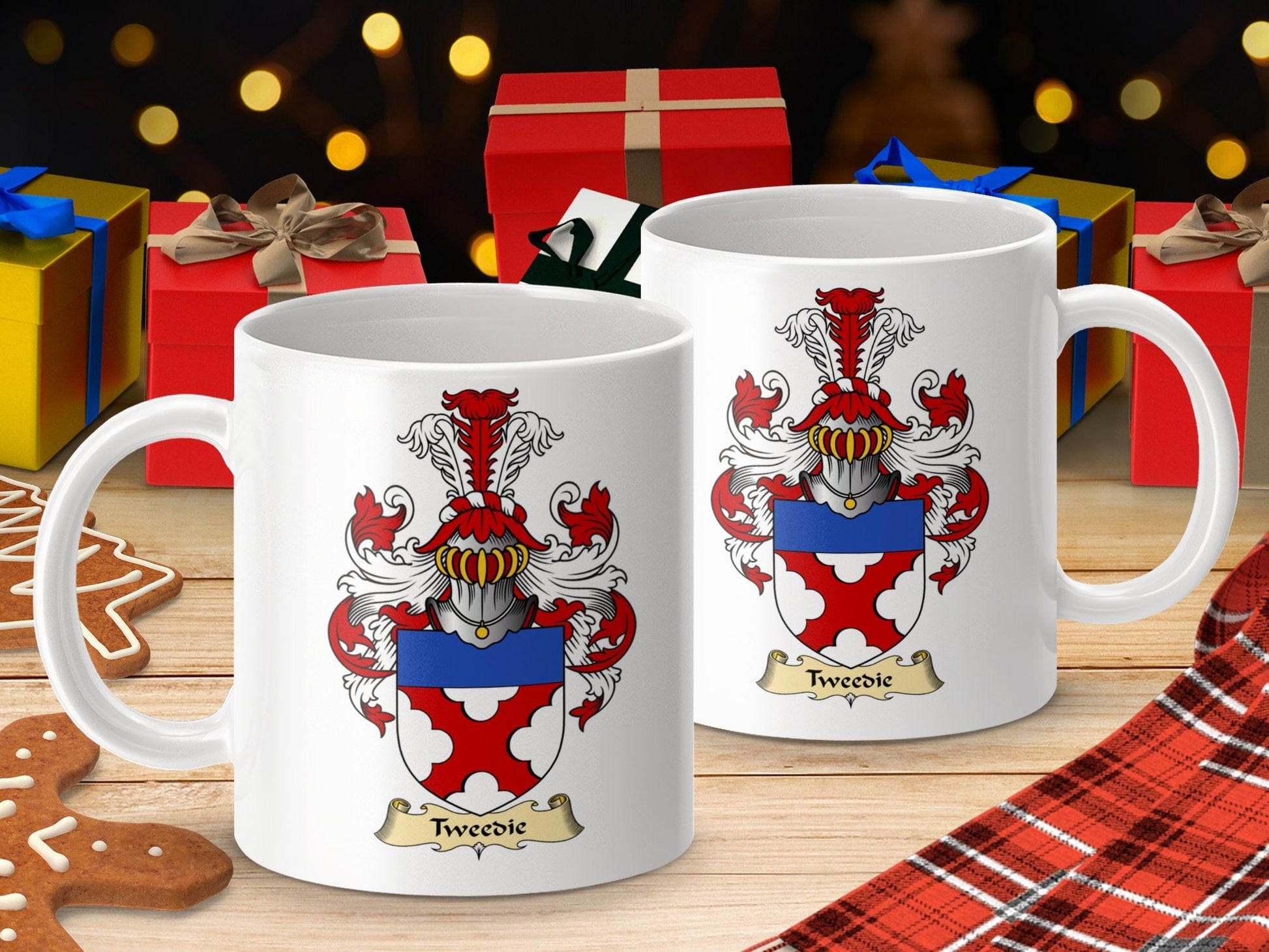 Physical Item 11oz / White Tweedie Clan Coat Of Arms Scottish Mug