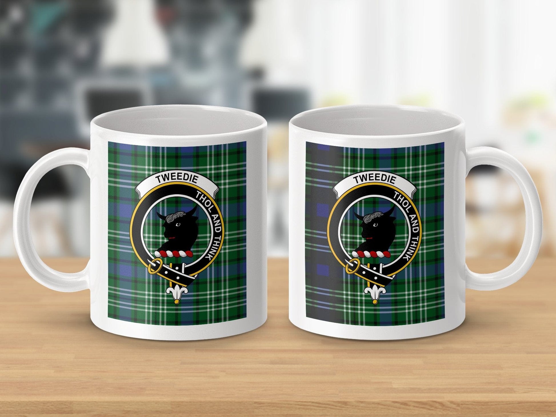 Physical Item 11oz / White Tweedie Clan Scottish Tartan Crest Mug