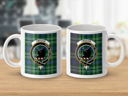 Physical Item 11oz / White Tweedie Clan Scottish Tartan Crest Mug