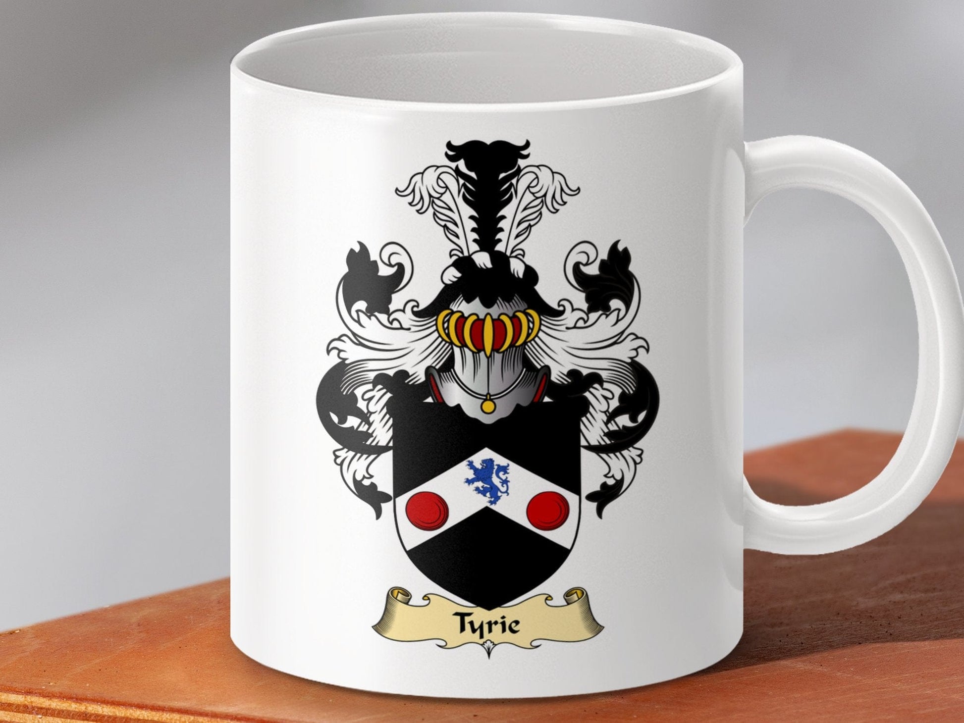 Physical Item 11oz / White Tyrie Clan Coat Of Arms Scottish Clan Crest mug