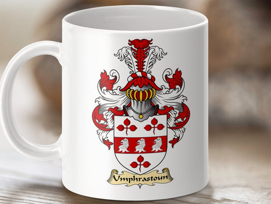 Physical Item 11oz / White Umphrastoun Clan Coat Of Arms Scottish Clan Mug