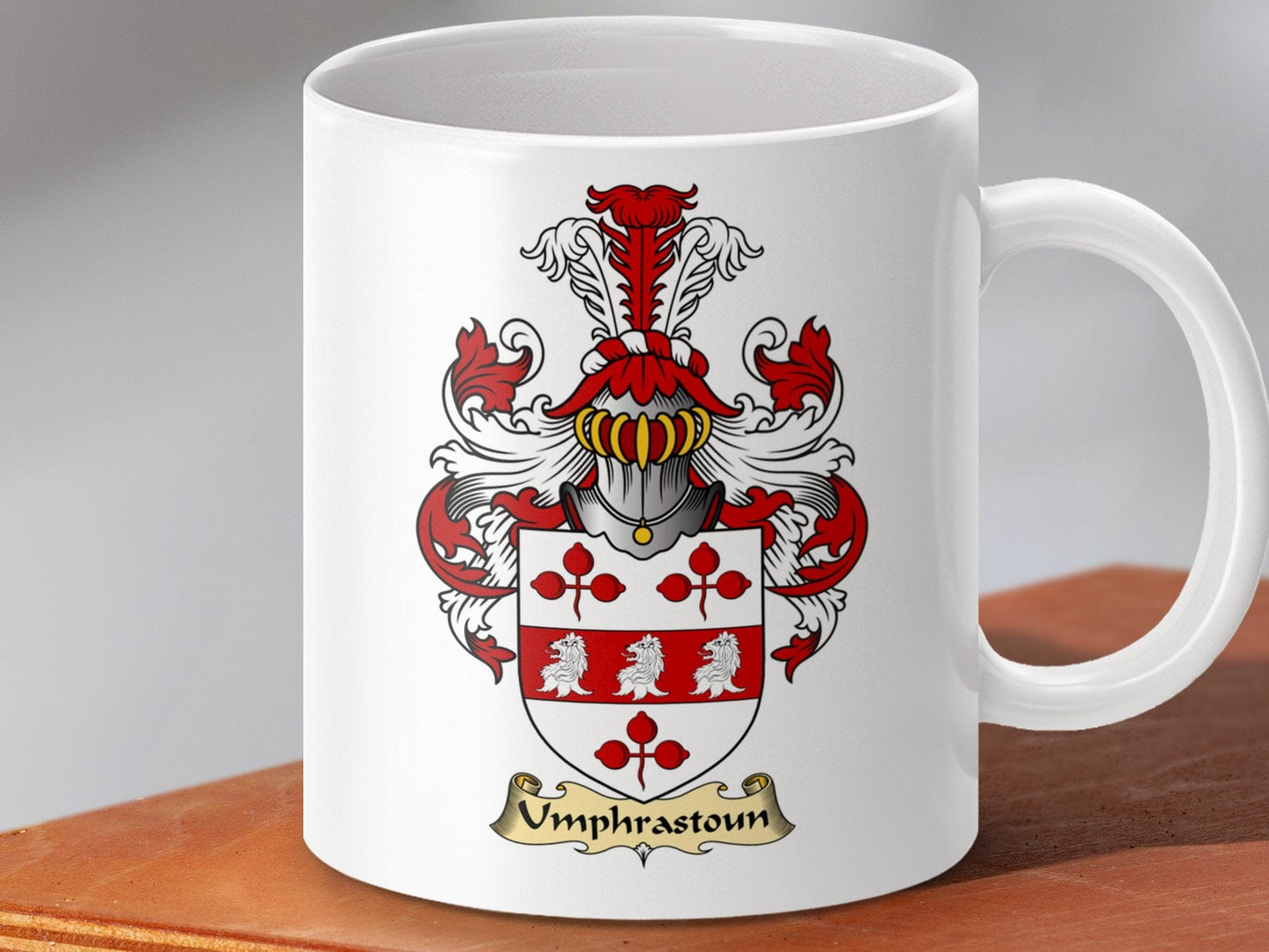 Physical Item 11oz / White Umphrastoun Clan Coat Of Arms Scottish Clan Mug