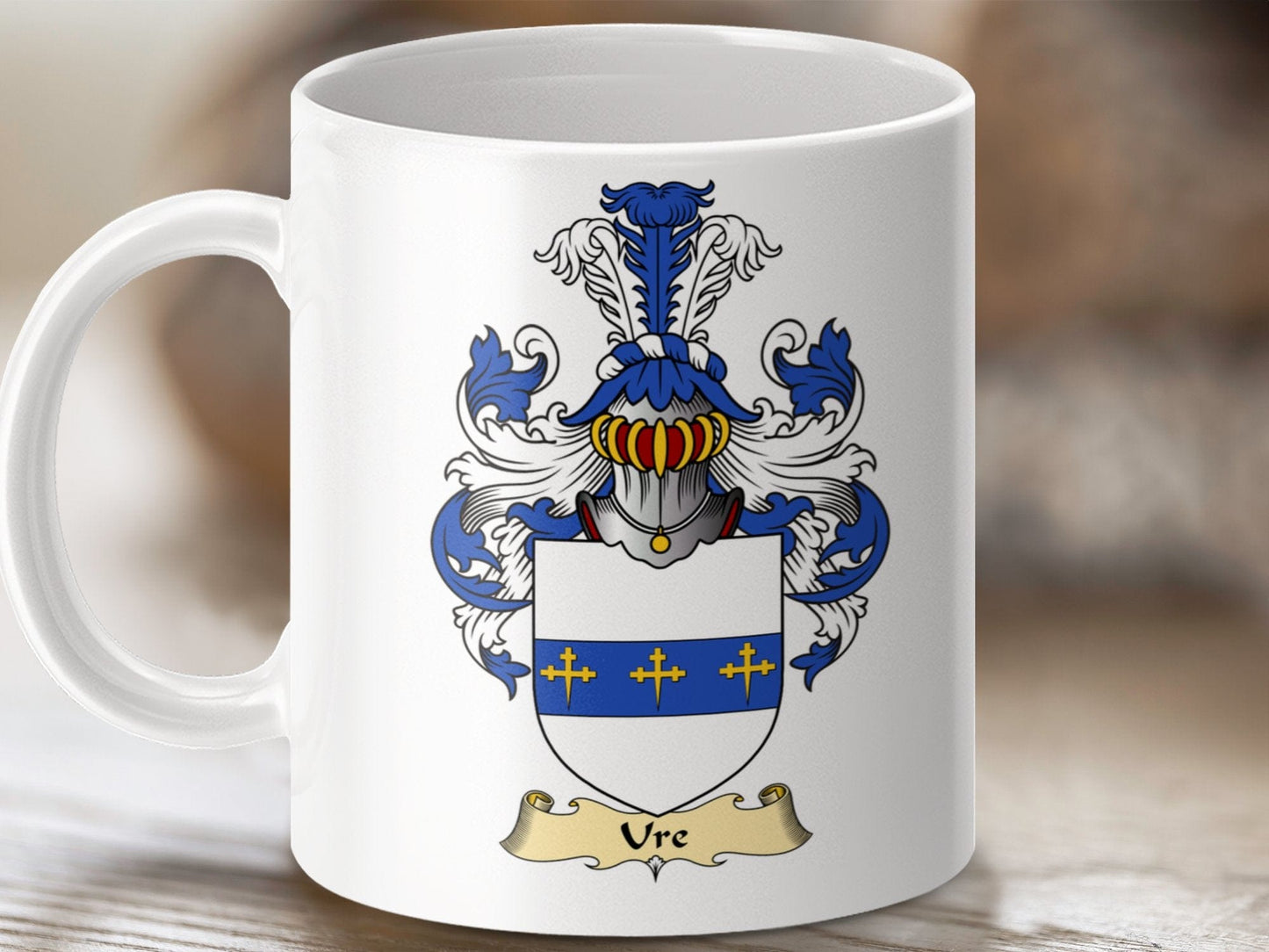 Physical Item 11oz / White Urq Clan Coat Of Arms Scottish Mug