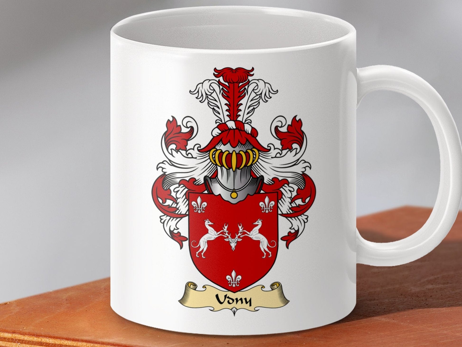 Physical Item 11oz / White Usny Clan Coat Of Arms Scottish mug