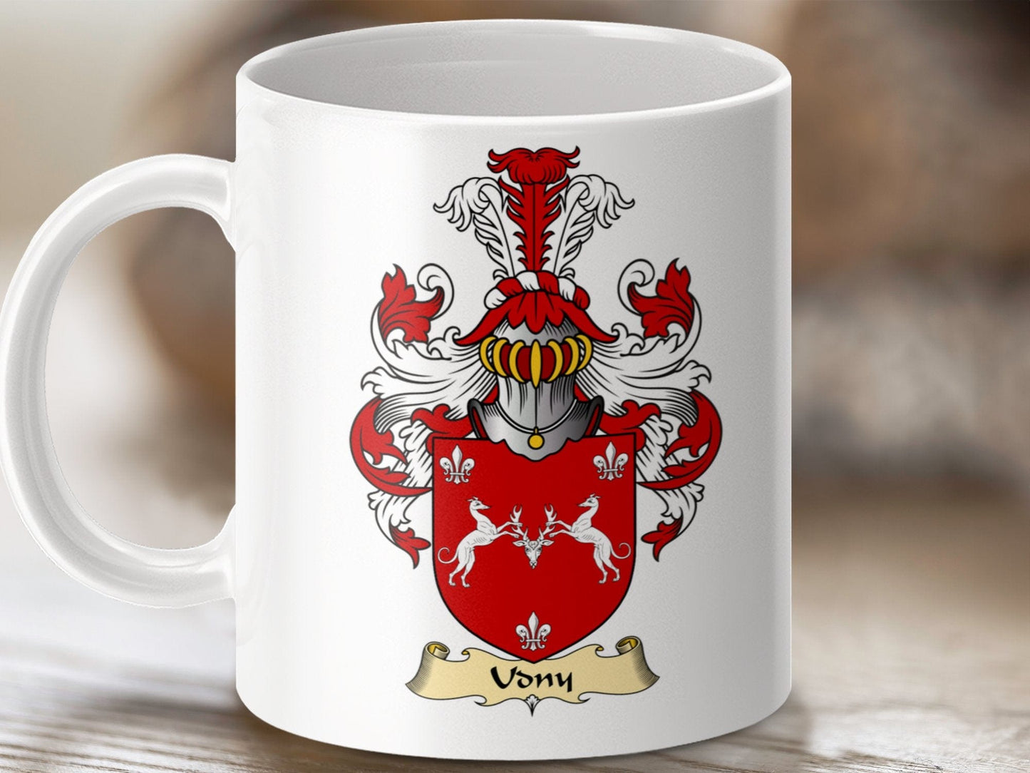 Physical Item 11oz / White Usny Clan Coat Of Arms Scottish mug