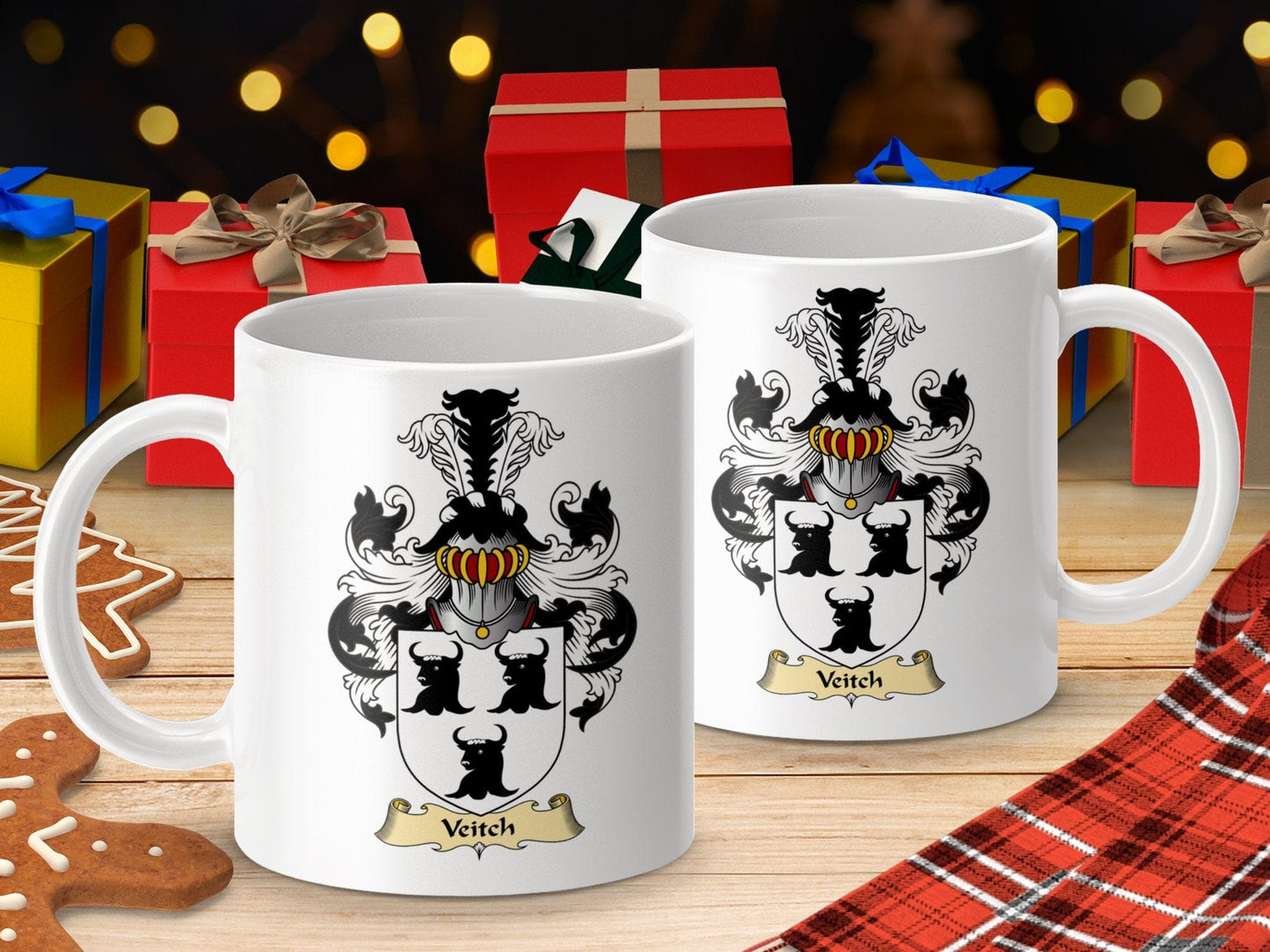 Physical Item 11oz / White Veitch Clan Coat of Arms Scottish Mug