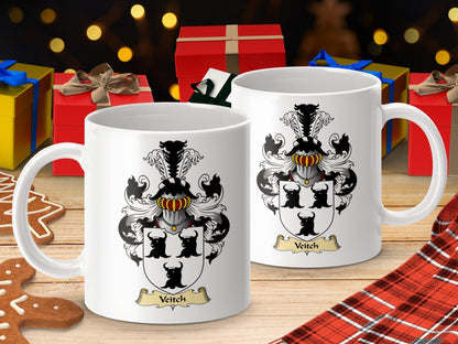 Physical Item 11oz / White Veitch Clan Coat of Arms Scottish Mug