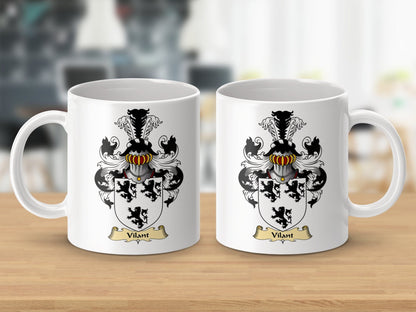 Physical Item 11oz / White Vilant Clan Coat Of Arms Scottish Clan Crest Mug