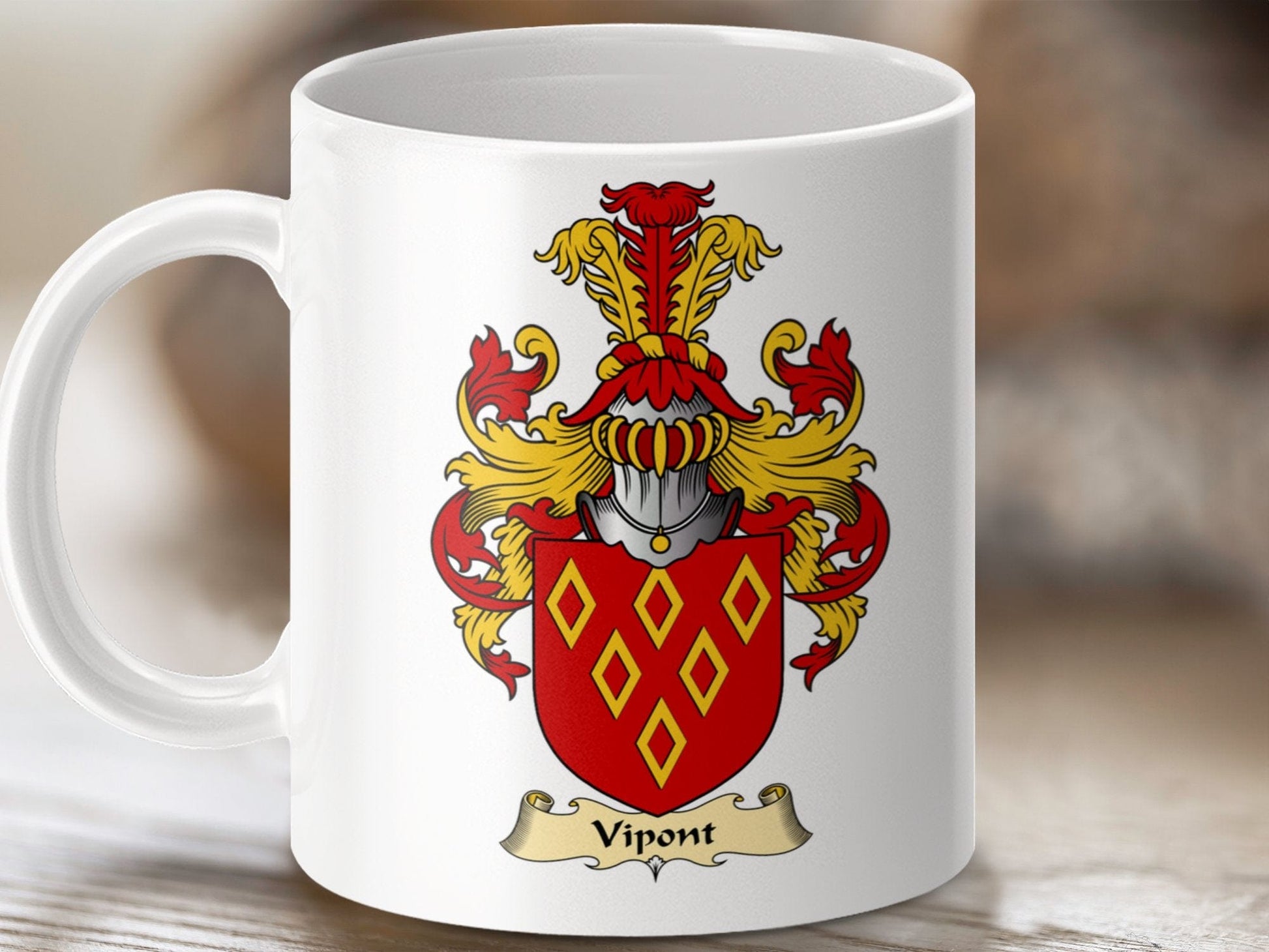 Physical Item 11oz / White Vipont Clan Coat Of Arms Scottish Crest Mug Select Gift