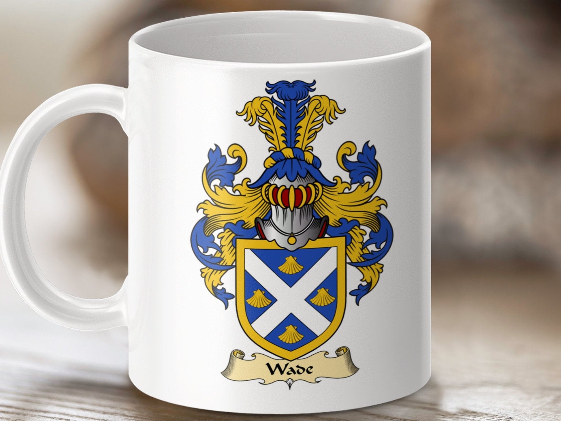 Physical Item 11oz / White Wade Clan Coat Of Arms Scottish Mug