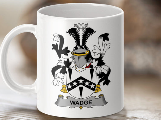 Physical Item 11oz / White Wadge Surname Irish Heraldry Ceramic Mug