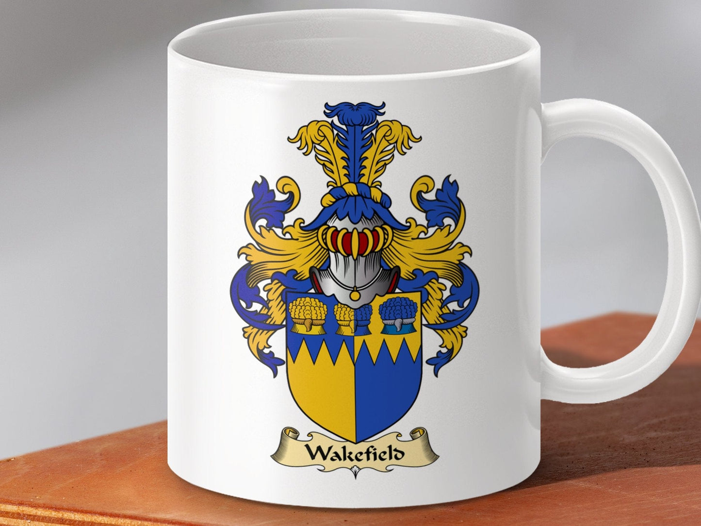 Physical Item 11oz / White Wakefield Clan Coat Of Arms Scottish Mug