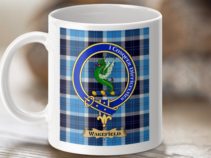 Physical Item 11oz / White Wakefield Clan Scottish Tartan Crest Mug