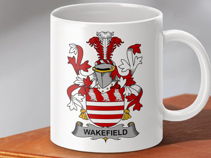 Physical Item 11oz / White Wakefield Surname Irish Heraldry Ceramic Mug