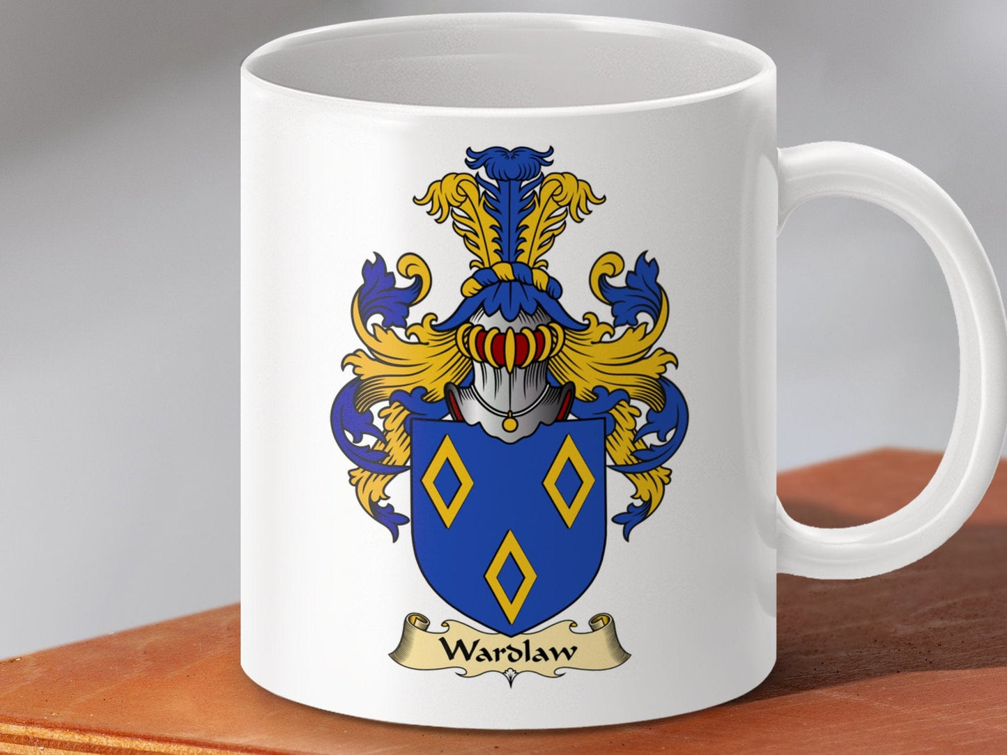 Physical Item 11oz / White Wardlaw Scottish Clan Coat Of Arms Family Emblem Mug