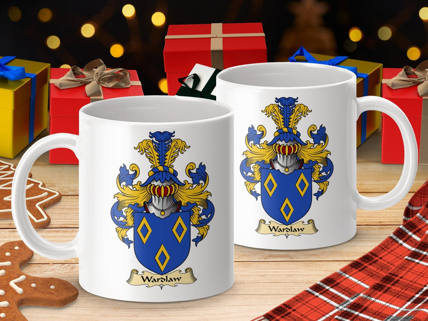 Physical Item 11oz / White Wardlaw Scottish Clan Coat Of Arms Family Emblem Mug