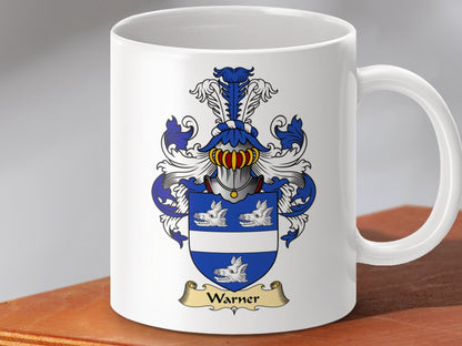 Physical Item 11oz / White Warner Clan Coat Of Arms Scottish Clan Crest Mug