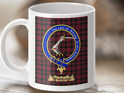 Physical Item 11oz / White Warrand Clan Scottish Tartan Crest Mug