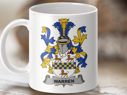 Physical Item 11oz / White Warren Surname Irish Heraldry Ceramic Mug