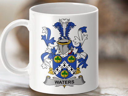 Physical Item 11oz / White Waters Surname Irish Heraldry Ceramic Mug