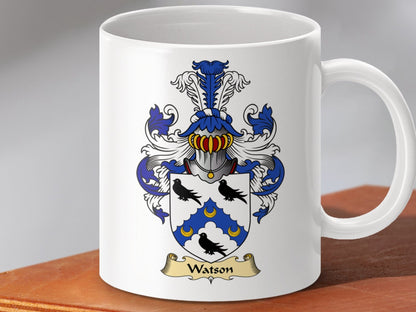 Physical Item 11oz / White Watson Clan Coat Of Arms Scottish Mug