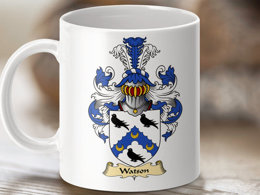 Physical Item 11oz / White Watson Clan Coat Of Arms Scottish Mug