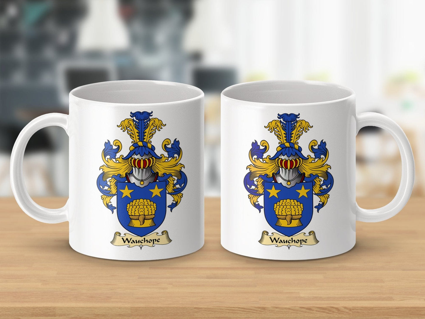 Physical Item 11oz / White Wauchopes Clan Coat Of Arms Scottish Clan Crest mug