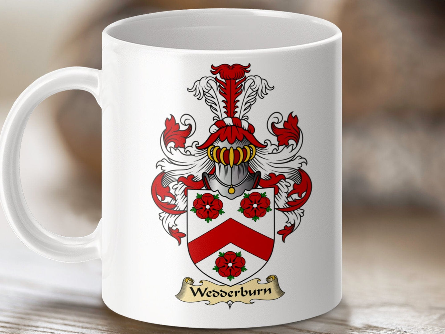 Physical Item 11oz / White Wedderburn Clan Coat Of Arms Scottish Mug