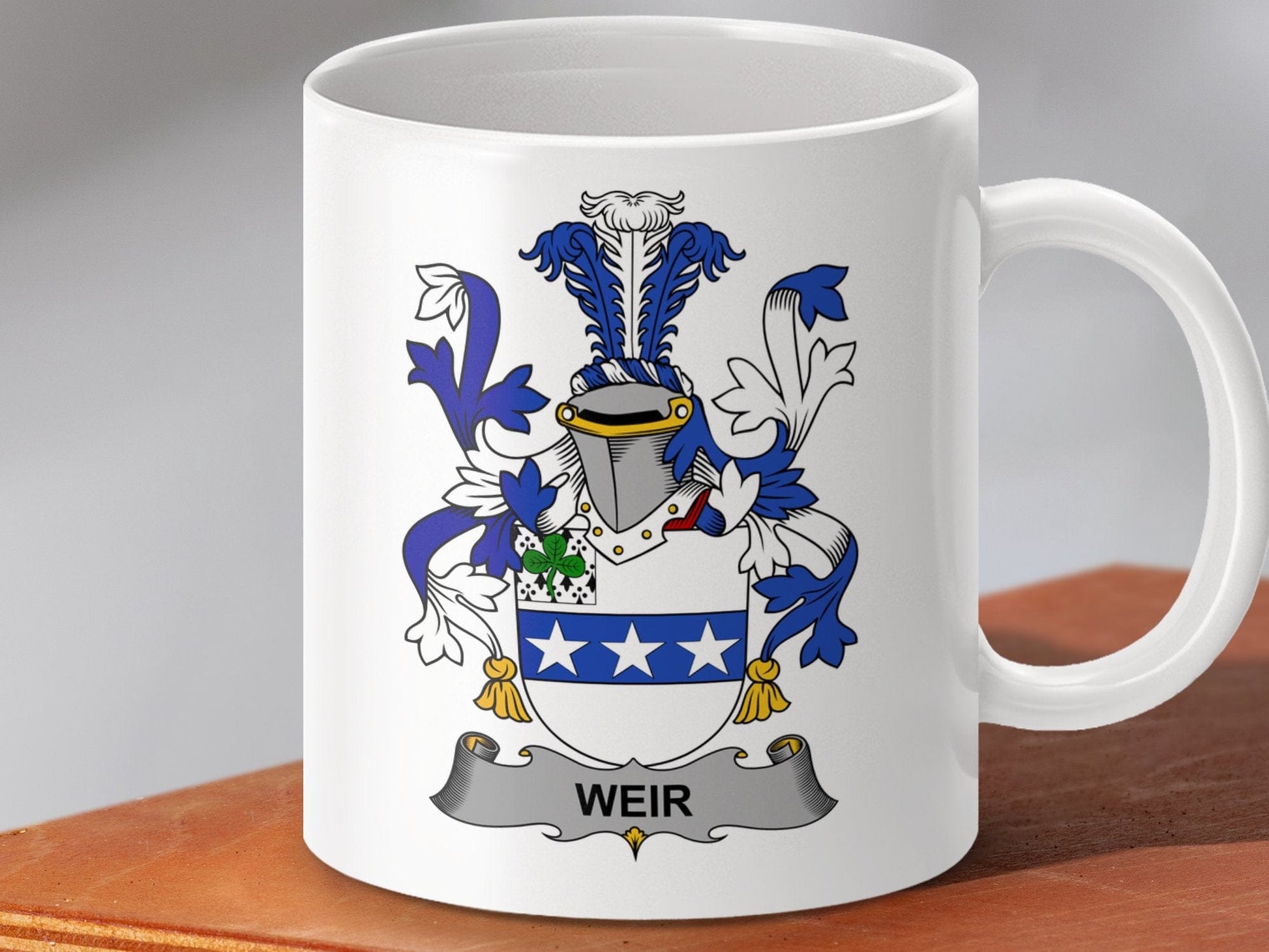 Physical Item 11oz / White Weir Surname Irish Heraldry Ceramic Mug