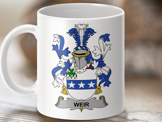 Physical Item 11oz / White Weir Surname Irish Heraldry Ceramic Mug