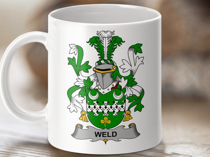 Physical Item 11oz / White Weld Surname Irish Heraldry Ceramic Mug