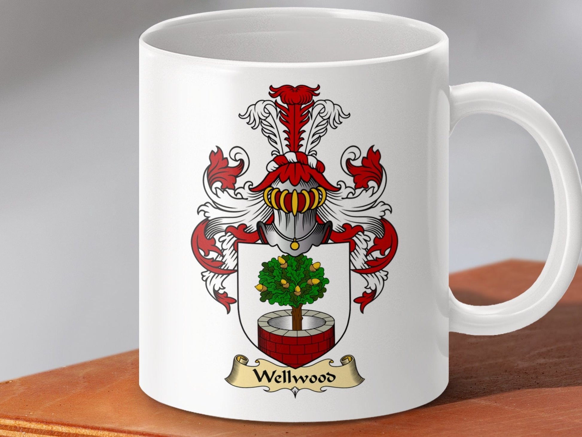 Physical Item 11oz / White Wellwood Clan Coat Of Arms Scottish Mug