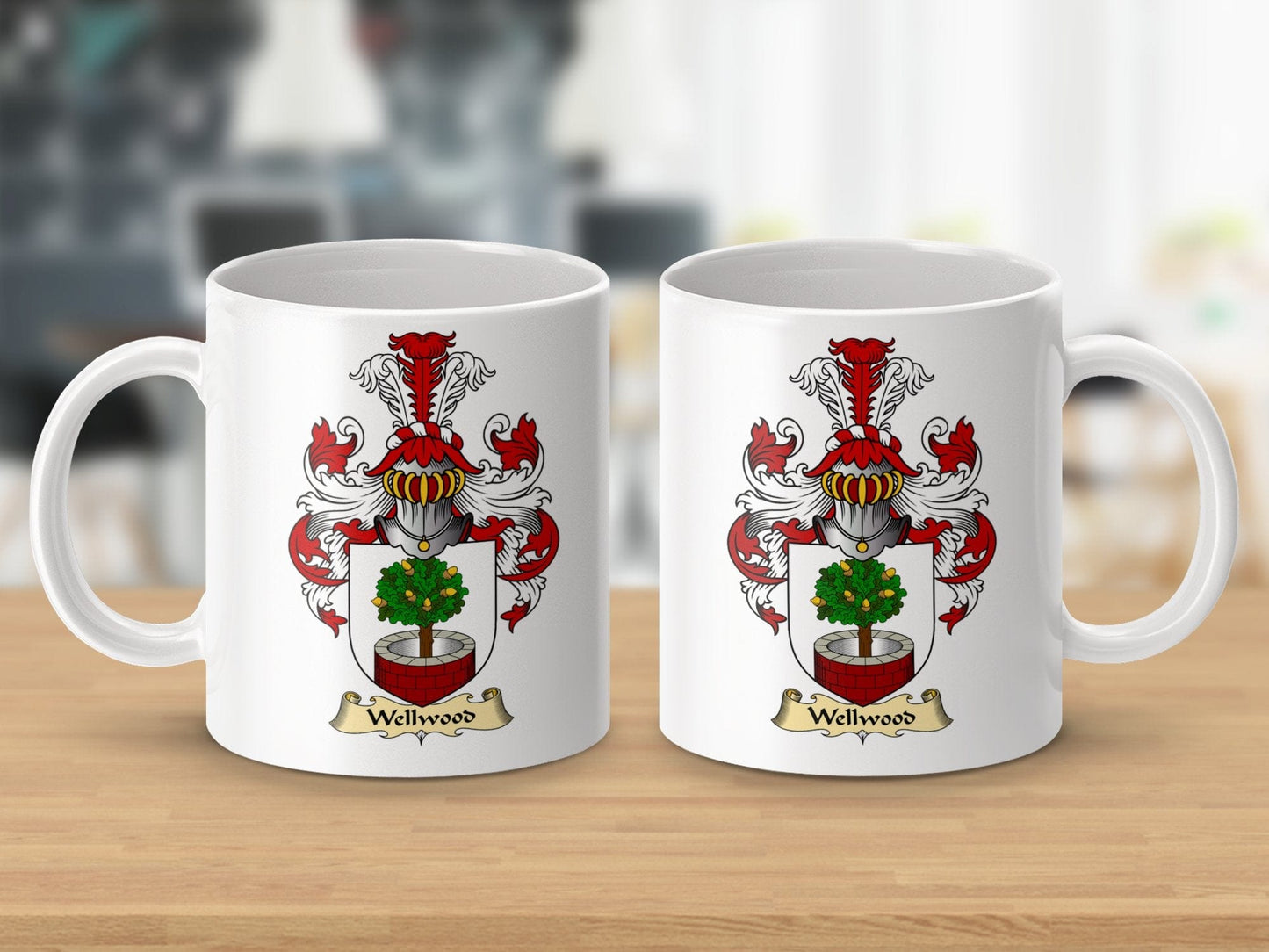 Physical Item 11oz / White Wellwood Clan Coat Of Arms Scottish Mug