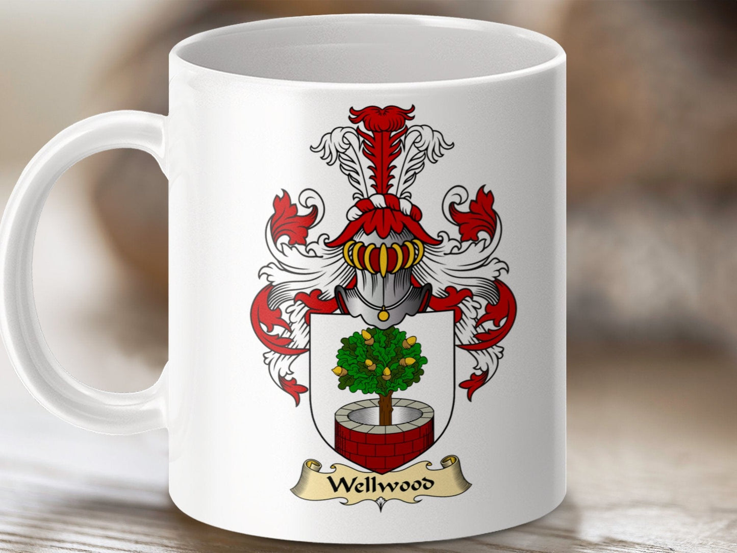 Physical Item 11oz / White Wellwood Clan Coat Of Arms Scottish Mug