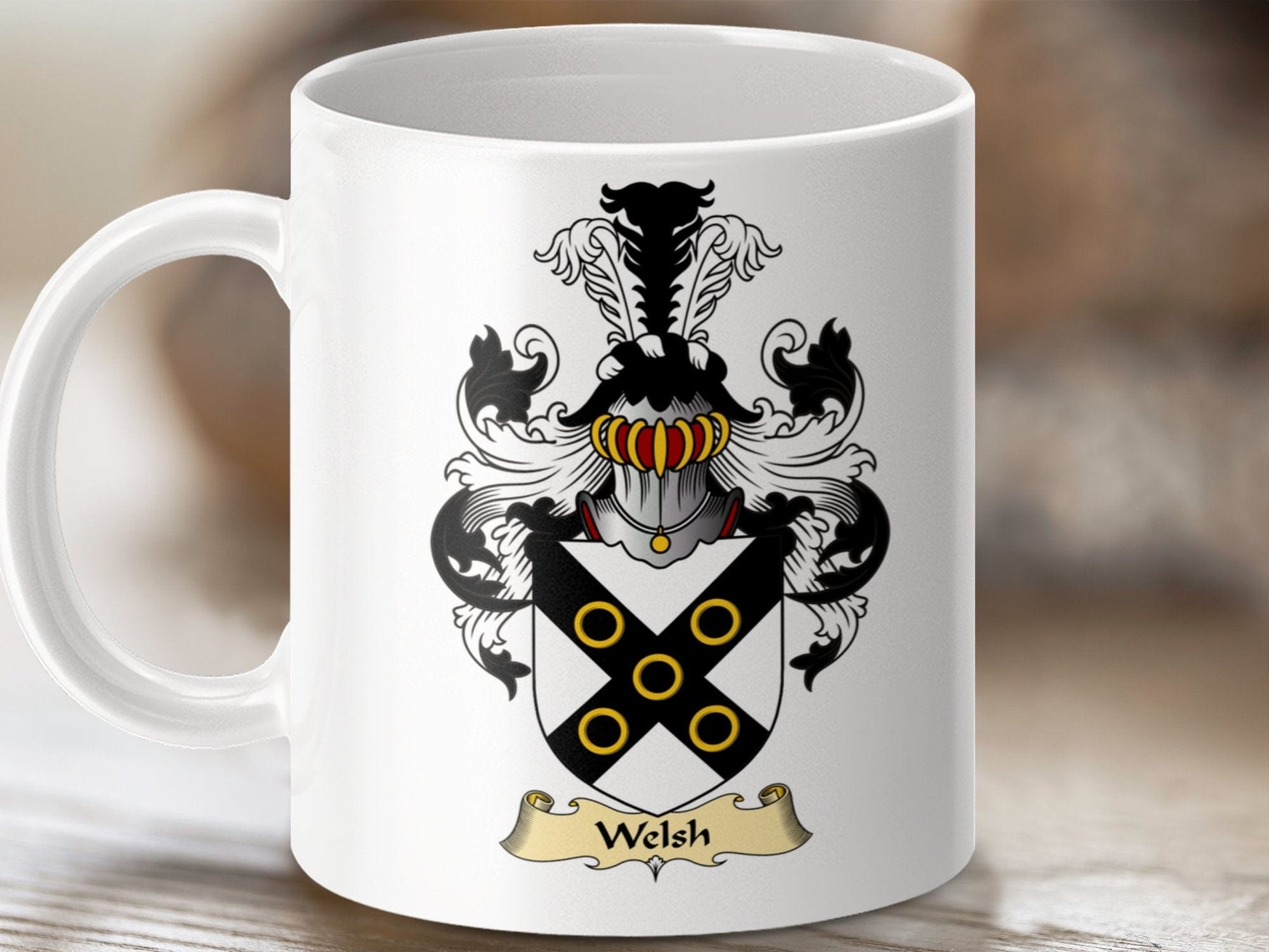 Physical Item 11oz / White Welsh Clan Coat Of Arms Scottish Mug