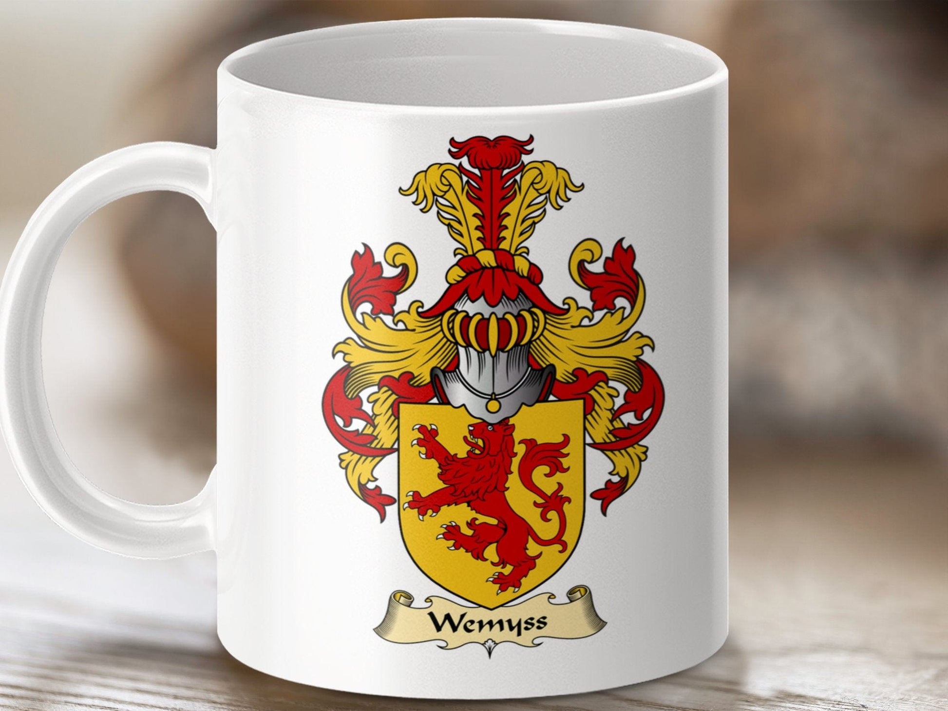 Physical Item 11oz / White Wemyss Clan Coat Of Arms Scottish Clan Coffee Mug