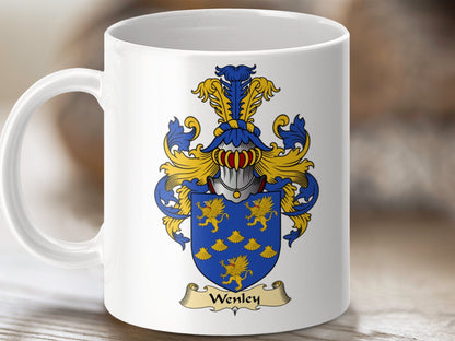 Physical Item 11oz / White Wensley Clan Coat Of Arms Scottish Mug