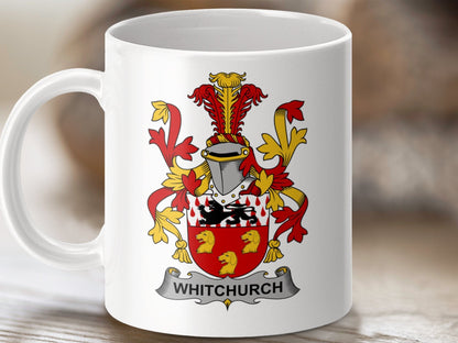 Physical Item 11oz / White Whitchurch Surname Irish Heraldry Ceramic Mug