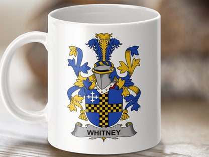 Physical Item 11oz / White Whitney Surname Irish Heraldry Family Symbol Mug