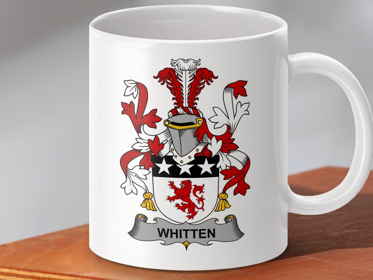 Physical Item 11oz / White Whitten Surname Irish Heraldry Ceramic Mug