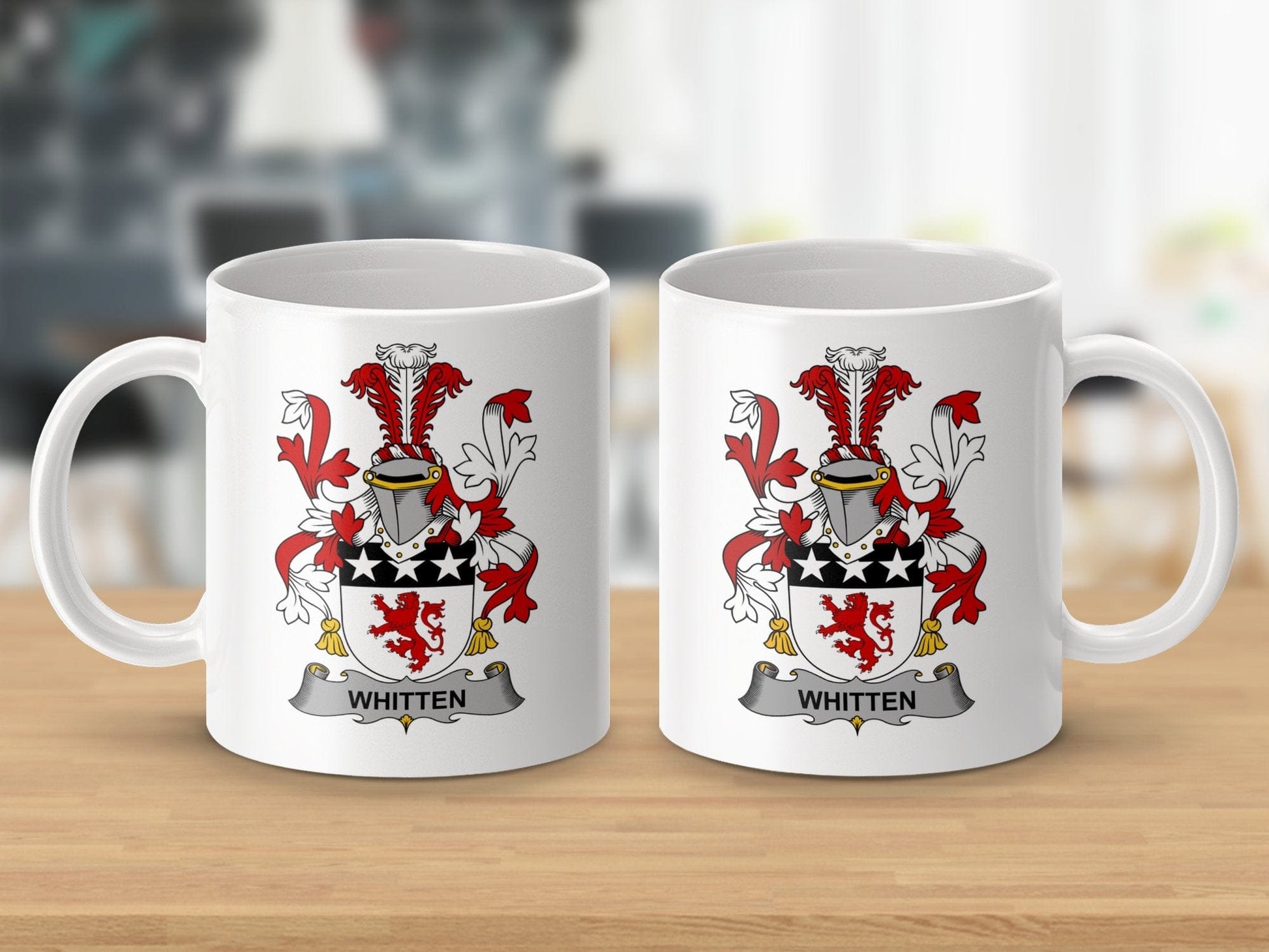 Physical Item 11oz / White Whitten Surname Irish Heraldry Ceramic Mug