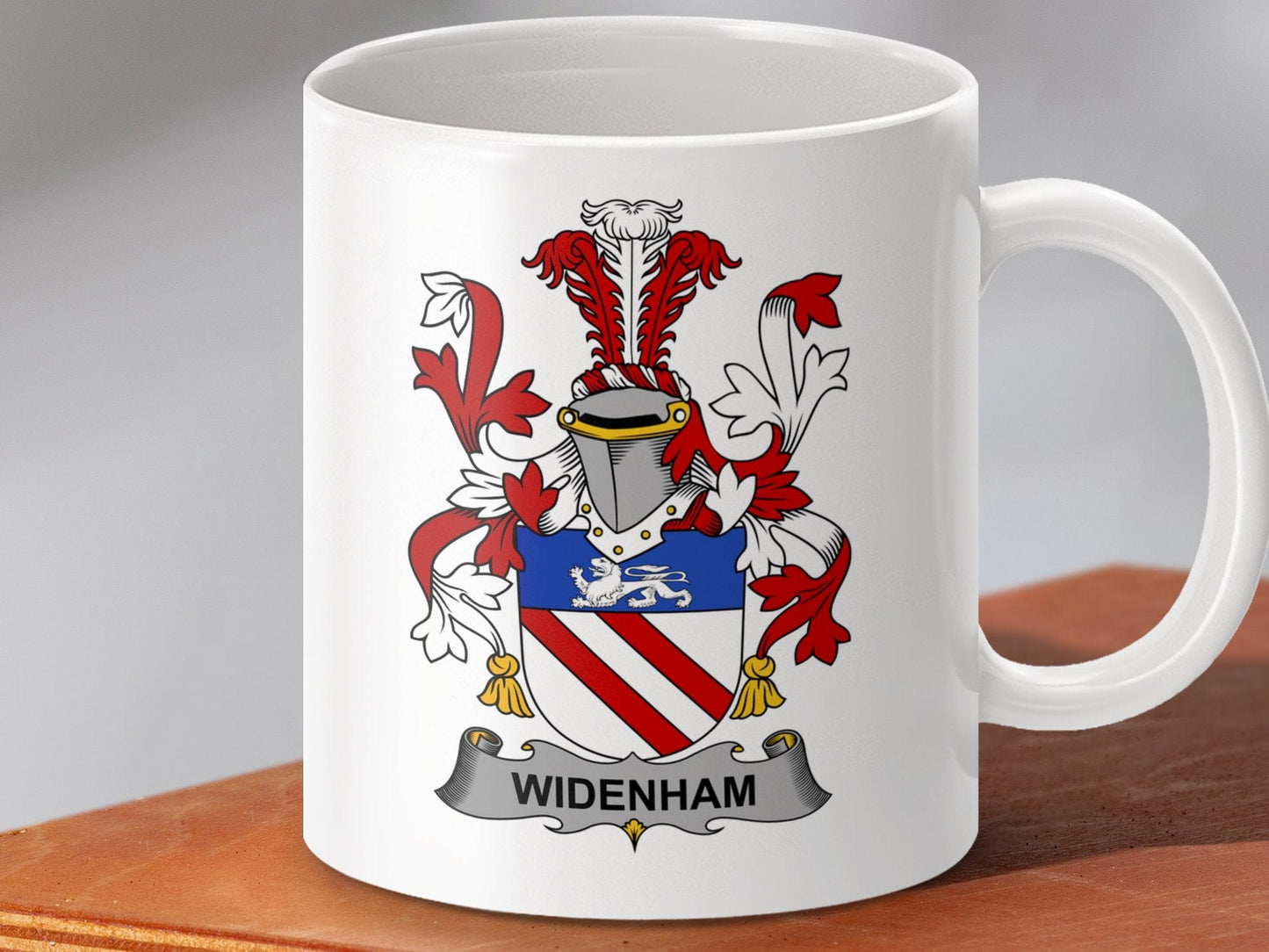 Physical Item 11oz / White Widenham Surname Irish Heraldry Ceramic Mug