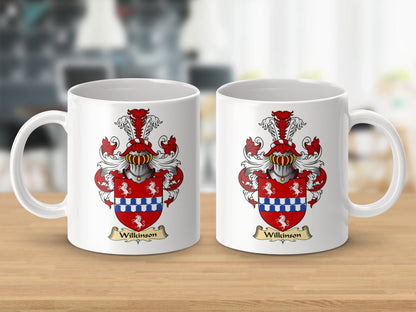 Physical Item 11oz / White Wilkinson Clan Coat Of Arms Scottish Mug