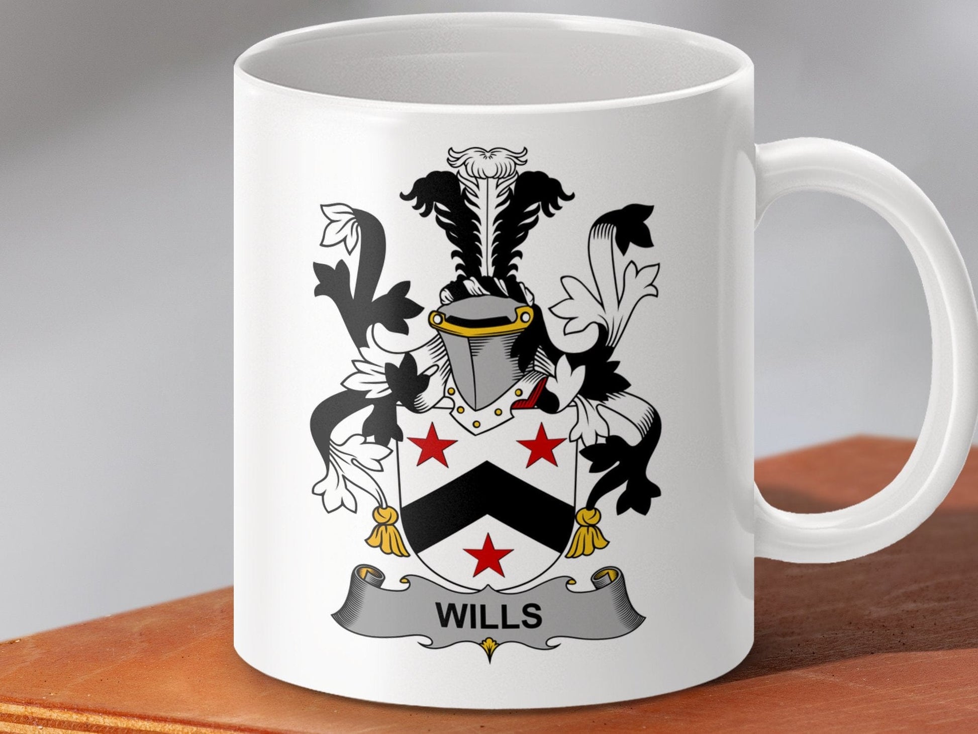 Physical Item 11oz / White Wills Surname Irish Heraldry Ceramic Mug